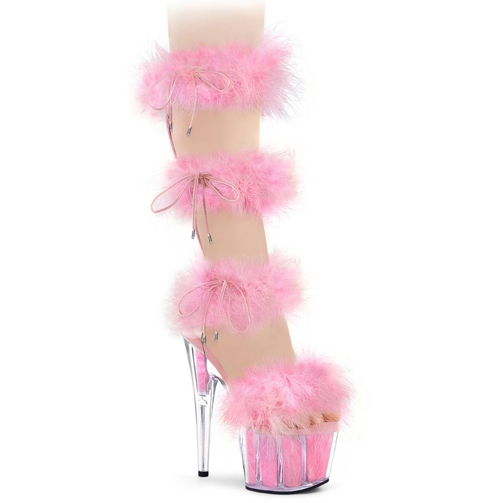 Pleaser - ADORE728F Sandale à bride à la cheville, Pole dance chaussures - Transparent/Rose Product image